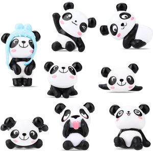 Panda Figuren Taarttoppers 8 Pack - Leuke Panda Figuur Ornamenten - Mini Panda Miniatuur Ornament - Baby Shower Party Cupcake Craft Panda .