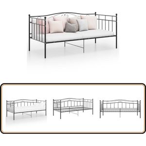 vidaXL Slaapbankframe - Zwart - Metaal - 90x200 cm Slaapbank - Bedbank - Metalen Bedframe - Zwarte Slaapbank - Compact Bed