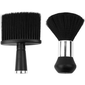 Plus - Nekborstels set voor kapper met plastic handvat, dichte vezelharen, zachte nekborstel, stofborstel voor kapsel en haar knippen - 2 stuks
