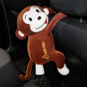 SHOP YOLO--zakdoekdoos-Zakdoekhouder voor de auto-pluche apen-koffie