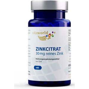 Vitaworld zinkcitraat 30mg 60 capsules