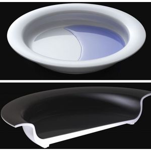 Vaatwasbestendig asymmetrisch bord Ornamin : 27 cm - wit met turquoise rand