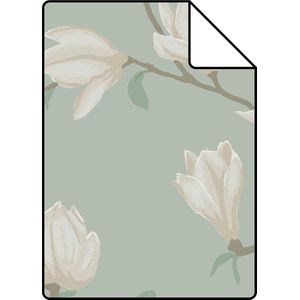 Proefstaal ESTAhome behang magnolia celadon groen - 26,5 x 21 cm - 139405-S