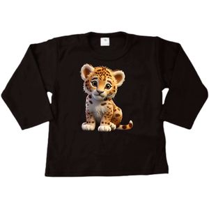 Shirt kind stoere tijgertje - Kinder shirt met lange mouwen - Vrolijke print dieren - Maat 122/128