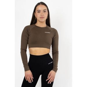 Eternity Long Sleeve Crop Top | CAPO FINALE - T-shirt crop top | S | Kleur Coffee | Sportkleding | Activewear | Gymkleding | Fitnesskleding | Sportoutfit | Fitness | Hardlopen | Crossfit | Yoga | Pilates | Krachttraining