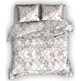 Satin d'Or Viola - Dekbedovertrek - Lits-jumeaux - 270x200/220 cm + 2 kussenslopen 60x70 cm - Taupe/Rose