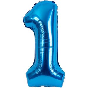 Festivz Blauwe Cijfer Ballon 1 - Blauw – 81 CM - Decoratie – Feestversiering – Blue - Verjaardag - Bruiloft - Feest