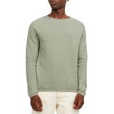 JACK & JONES Hill knit crew neck slim fit - heren pullover katoen met O-hals - saliegroen melange - Maat: XXL