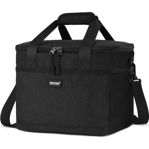 Lunchtas, koeltas, opvouwbare koeltas, voor mannen en vrouwen, geïsoleerde tas met ritssluiting voor werk, school en onderweg, 8,5 l / 15 l / 24 l, zwart 8.5l