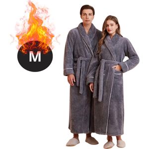 Bovista Badjas Heren - Fleece - Katoen - Badstof - Sauna - Hamam - Wafel - Bathrobe - Duster - Ochtendjas - Spa - Kimono - Grijs M