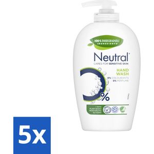 5 x Neutral Vloeibare Handzeep 250 ml - Plantaardige Glycerine - Handzeep - Dermatologisch Getest - Duurzaam - Milieuvriendelijk