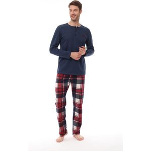 Pijadore - Heren Pyjama Set, Lange Mouwen, Donkerblauw - M