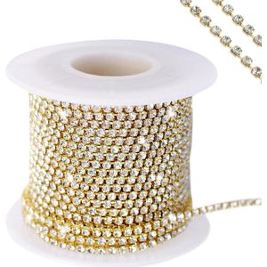 Rol Strass Trim Tape 10m×2 mm - Klauw Ketting Tape Om Op Te Naaien - Glitter Tape voor Sieraden en Ambachtelijke DIY - Decoratie