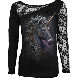 Spiral Celtic Unicorn Dames Shirt met lange mouwen - zwart - S
