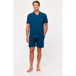 Woody Studio pyjama heren doorknoop - donkerblauw - 251-12-QPC-Z/891 - maat M