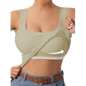 Bovista Open Rug Top - Backless - Body - Jurk - Shirt - Khaki - Maat L