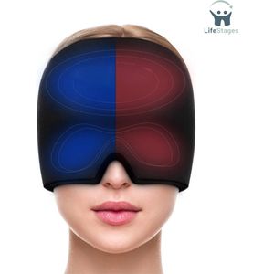 LifeStages - Migraine Masker - Gel Koelkap Migraine Koelkussen Hoofdpijn - Muts Slaapmasker Vrouwen - Reliëf Rekbaar - Zwart