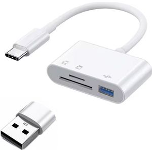 CHPN - Kaartlezer - Card reader - USB-C kaartlezer - Kaart lezer - USB-C met koppelstuk USB - Cardreader - 3 in 1 USB C kaartlezer - SD TF kaartlezer - Universeel