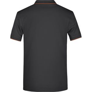 James and Nicholson Heren Polo Stripe Shirt (Zwart/Oranje)