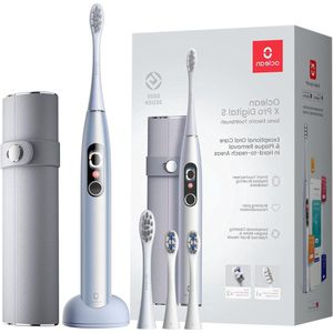 Digitale elektrische tandenborstel met opzetborstels - slimme sonische tandenborstelset - zilver