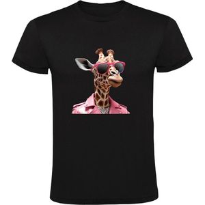Giraf in roze kleding Heren T-shirt - dieren - hip - grappig