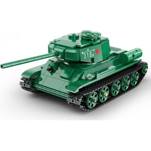 Cada Military Series: T-34 Medium Tank (RC) - Tank, leger, legervoertuig - Cada C61072W - Compatible met de bekende merken - Bouwset, constructieset - Motoren, accu, afstandsbediening - 722 onderdelen