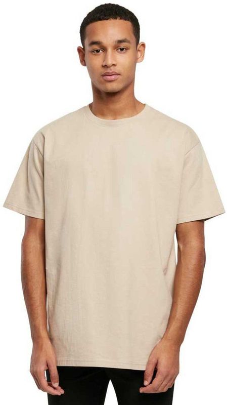 Build Your Brand Heren T-shirt Heavy Oversize Tee, Basic T-shirt voor mannen, oversized fit, katoen, wet Sand, XS