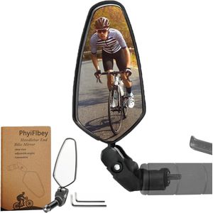 Fietsspiegel, extra grote bar end fietsspiegel, 360° fietsspiegel, universele veilige achteruitkijkspiegel voor 17,4 mm - 22 mm, voor fiets, mountainbike, racefiets (links en rechts