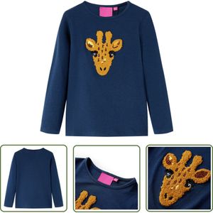 vidaXL Langmouwig Hemd - Kinderhemd - Kindershirt met lange mouwen 116 marineblauw - Meisjeshemd - Jongenshemd - Hertenshirt