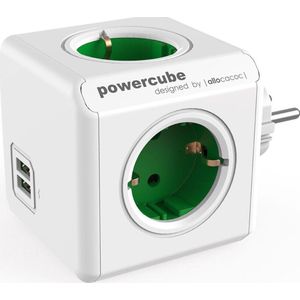PowerCube Original Duo USB groen Type F ter uitbreiding van de PowerCubes met kabel