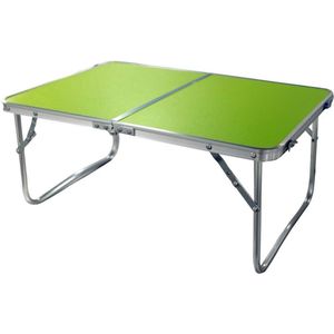 Strandtafel, inklapbaar, laag, 60 x 40 x 26 cm, groen, metalen frame, houten plaat, kleine camping, veiligheidssluiting, camping