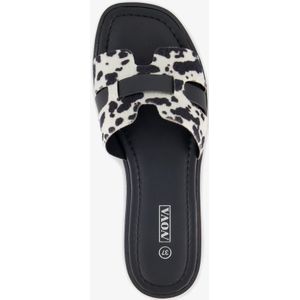 Nova dames slippers met koeienprint - Zwart - Maat 37