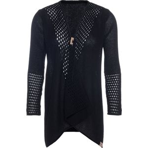 Knit Factory April Gebreid Vest - Cardigan dames - Luchtig zwart zomervest - Damesvest gemaakt van 50% katoen en 50% acryl - Zwart - 36/38