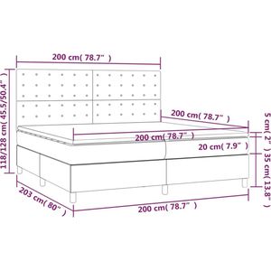 VidaXL Boxspring met Matras Kunstleer Grijs 200x200 cm