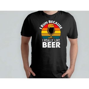 I Run Because I Really - T Shirt - Beer - funny - HoppyHour - BeerMeNow - BrewsCruise - CraftyBeer - Proostpret - BiermeNu - Biertocht - Bierfeest
