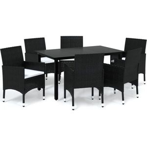 vidaXL 7-delige Tuinset poly rattan met kussens Tuinstoel - Tuinset - Lounge Set - Buitentijd - Outdoor Furniture