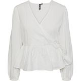 PIECES Pcmilla Ls Wrap Top, wit (bright white), M