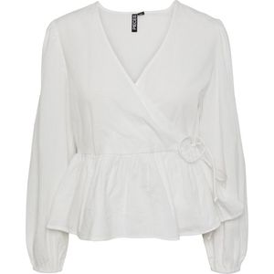 PIECES Pcmilla Ls Wrap Top, wit (bright white), M