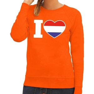 Oranje Holland vlag sweater / trui dames - Oranje Koningsdag/ supporter kleding XXL