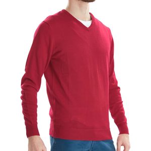 Osborne Knitwear Trui met V hals - Merino wol - Red - L