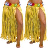 Toppers - Fiestas Guirca Hawaii verkleed rokje - 2x - voor volwassenen - geel - 75 cm - hoela rok - tropisch