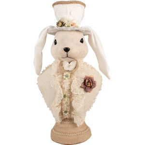 Clayre & Eef Decoratie Beeld Konijn 24x17x50 cm Beige Textiel