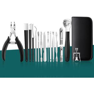 Vitdipy - Pedicure Set - 17 stuks - Nagelverzorging - Pedicureset - Pedicuresets - Pedicure en Manicure Set - Nagelvijl - Oorsmeer Verwijderaar - Met Opbergzak