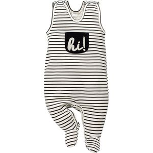 Pinokio - Babykleding - Boxpakje - Happy Day - Maat 68 - Wit met zwarte strepen