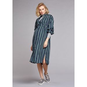 Shirtdress Milena - Navy Green Stripe (B33), XS