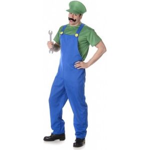 Karnival Costumes Luigi Kostuum Carnavalskleding Heren Carnaval Super Mario Kostuum - Polyester - Maat L - 3-Delig T-Shirt/Tuinbroek/Hoed