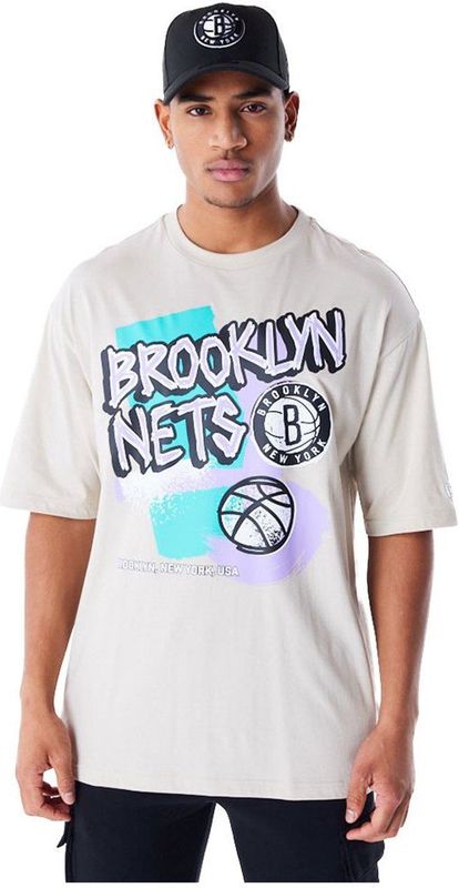 New Era Retro Graphic Brooklyn Nets T-shirt Met Korte Mouwen Wit L Man