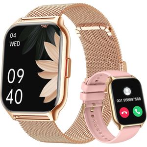 Smartwatch Voor Vrouwen met Bluetooth, AI Call, 100+ Sporten, Hartslag, Bloeddruk en Slaapmonitor
