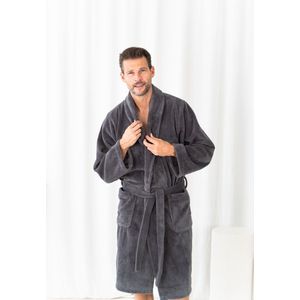 Casilin Badjas XXXL - Heren Fleece en Katoen - Teddy - Zachte Badjas - Donkergrijs - Maat XXXL