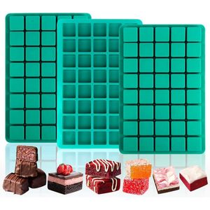 Boraboi ® Flexibele Vierkante Siliconen Bakvormen voor Chocolade, Snoep en IJsblokjes - Set van 3 Stuks